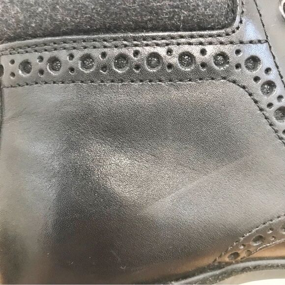 EXPRESS Black Leather Oxford Ankle Boot Cap Toe Cuffed Dress Shoe Size‎ 8 New - Picture 11 of 14